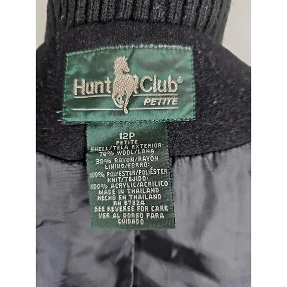 VTG. Hunt Club ~Woman Size12 Petite~ Black Wool Blend Jacket Coat. - Picture 5 of 12